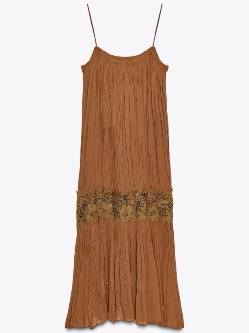 NWT Zara ZW Collection Wrinkled Embroidered Dress S - Picture 7 of 11